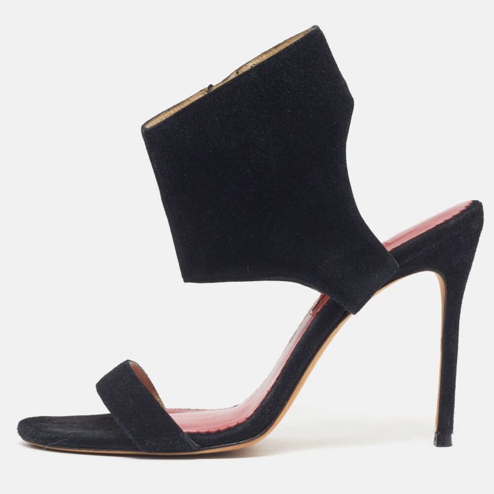 Ch Carolina Herrera Size 39 Black Suede Ankle Strap Sandals